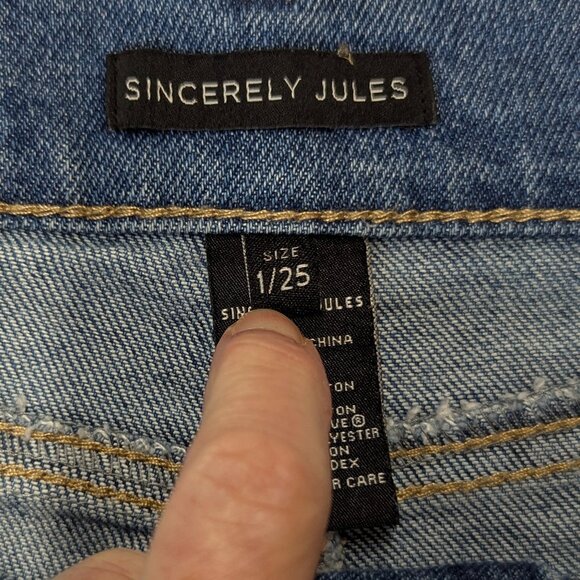 Sincerely Jules Size 1/25 Lace-up Blue Jean Shorts - Picture 3 of 10